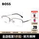 BOSS男女款黑色半框黑色鏡腿配鏡光學(xué)近視眼鏡框架 1289F R81 56MM