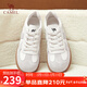 駱駝（CAMEL）德訓鞋女復古撞色皮革拼接厚底休閑板鞋 L25A787002 米白 37