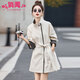 俏聞（QIAOWEN）風(fēng)衣女中長(cháng)款2026春季新款高端韓版時(shí)尚撞色拼接立領(lǐng)秋季收腰大衣 米杏色【高端品質(zhì)】面料升級版 M 建議【115-125】