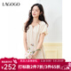 LAGOGO雅丹風(fēng)系帶收腰連衣裙女拉谷谷2025年春季新款透氣舒適裙子 米色 XL