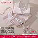 愛(ài)慕睡衣女【禮盒裝】舒適開(kāi)衫短袖九分褲發(fā)圈家居服套裝AM46B491