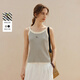 茵曼（INMAN）茵曼掛脖條紋針織吊帶背心26夏女新款修身外穿打底上衣 白黑條 M
