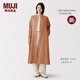 MUJI 女式 漢麻水洗 長(cháng)袖襯衫連衣裙 女裝裙子 26年春季新品 BC2R2A6S 深橙色 M （160/84A）