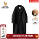 William fox&sons重磅澳毛精紡初剪100%綿羊毛過(guò)膝加長(cháng)款氣質(zhì)雙排扣雙面羊毛呢大衣 黑色-100%綿羊毛 M 170