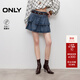 ONLY2025夏季新款A字雙層荷葉裙擺短裙牛仔半身裙女|125337006 J34 390洗水牛仔藍 M