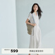 伊芙麗蔣欣代言后腰舒適牛筋設計感連衣裙女2025夏季新款休閑氣質(zhì)裙子女 白色 M 90-100斤