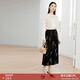 顏域黑色印花半身裙女2024新款夏裝復古垂墜感半裙中長(cháng)款高腰裙子 黑花 L