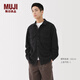 MUJI男式 抓絨 襯衫 男士長(cháng)袖襯衣外套開(kāi)衫男裝25年冬季 AB1PAA5A 黑色 M  (170/92A)