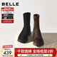 百麗（Belle）復古顯瘦彈力靴女冬季新款商場(chǎng)款粗跟增高休閑短靴E5G2DDZ5 黑色 37