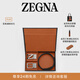 Zegna杰尼亞皮帶商務(wù)通勤雙面腰帶/皮帶禮盒3.5CM寬 黑色/深棕色 110cm（3尺3）