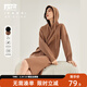 對白氣質(zhì)高級長(cháng)袖針織連衣裙女秋秋新款寬松法式慵懶顯瘦黑色裙子 奶油卡其 M