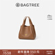 BAGTREE包包樹(shù)煙羅包頭層植鞣牛皮單肩通勤手提包斜挎水桶包菜籃子女包 烤棕色 贈頭層牛皮內膽包 高級小眾禮物女