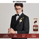 By Creations柏品純羊毛戧駁領(lǐng)塔士多禮服男士商務(wù)西裝新郎結婚西服套裝伴郎服 雙排扣 46 碼【西褲尺碼可咨詢(xún)客服備注】