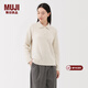 MUJI女式 羊毛混毛圈花式線(xiàn)POLO針織衫毛衣女裝上衣25年冬季 BA1QLA5A 燕麥色 L (165/88A)