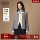 Teenie Weenie小熊女裝毛衣秋冬季簡(jiǎn)約寬松時(shí)髦拼接針織開(kāi)衫外套 中灰色 XS