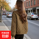 2026春秋新款小香風(fēng)外套女休閑百搭上衣二八月洋氣輕薄菱格小棉衣 咖啡色 XL 建議106-120斤