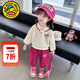 G.duck童裝女童春裝套裝兒童服裝小童春裝運動(dòng)衛衣兩件套1-3女寶寶衣服 杏色草莓熊【春秋款】 90 尺碼1~2歲【 80-90cm】