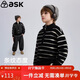 ASK JUNIOR兒童加厚保暖毛衣2025冬中大童條紋撞色半開(kāi)襟毛衫男童針織衫