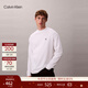 Calvin KleinJeans春秋男士休閑通勤ck刺繡純棉寬松純色打底衫長(cháng)袖T恤上衣 YAF-月光白 S