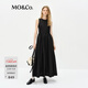 MO&Co.連衣裙春無(wú)袖背心A字裙松緊腰金屬拉鏈MBE1DRST11 黑色 M 165
