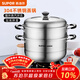 蘇泊爾大容量蒸鍋三層家用蒸鍋304不銹鋼加大蒸煮兩用鍋電磁爐燃氣通用 304不銹鋼蒸鍋 3層 34cm