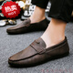 PQPZ輕奢男鞋2025新款豆豆鞋男潮流皮面休閑板鞋韓版男士商務(wù)休閑皮鞋