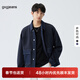 gxgjeans男裝牛仔夾克 秋季翻領(lǐng)潮流拼接外套 藍色 L (175)