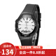 卡西歐(CASIO)手表 男士雙顯復古橡膠帶腕表 白面條釘橡膠帶AW-90H-7E