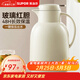 蘇泊爾（SUPOR）保溫壺家用玻璃內膽暖水壺大容量熱水瓶學(xué)生宿舍熱水壺保溫水壺 奶油白【防塵壺嘴】2L