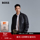 雨果博斯BOSS男士品牌標識袖袋寬松版型皮夾克 001-黑色 M (48)