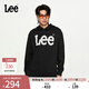 Lee商場(chǎng)同款經(jīng)典色舒適版型logo男連帽長(cháng)袖衛衣休閑潮流LMT00677 黑色 L