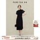 茶·愫【明星同款/輕禮服】puretea茶愫新中式旗袍絲絨連衣裙女夏季新品 石墨黑 M