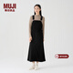 MUJI女式 燈芯絨 背帶裙中長(cháng)款連衣裙半身裙女秋款裙子美拉德BE10CC3A 黑色 M （160/66A）