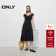ONLY2025秋季新款收腰純色傘裙短袖長(cháng)裙牛仔連衣裙女|125142023 J19 黑牛仔 S