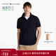 Tommy Hilfiger春夏男裝四面彈珠地網(wǎng)眼商務(wù)休閑通勤純色短袖翻領(lǐng)T恤POLO衫 藏青色DW5 M （推薦：135-150斤）