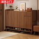 眾淘實(shí)木鞋柜家用門(mén)口入戶(hù)門(mén)玄關(guān)收納柜一體靠墻2025新款樓道走廊鞋架 【進(jìn)口南洋楹木】140*32*100郁金香檀木 | 約放33-35雙 送貨上門(mén)-自行安裝