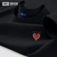 GENIOLAMODE森馬集團短袖男女士情侶款情人節禮物t恤男女同款衣服 黑色 3XL