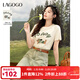 LAGOGO卡通小狗印花T恤女拉谷谷2025年夏季新款舒適純棉可愛(ài)短袖t 米色 XL