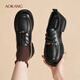 奧康（Aokang）女鞋2026春季新款單鞋厚底樂(lè )福鞋牛皮英倫風(fēng)系帶百搭通勤小皮鞋LH