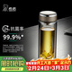 希諾（heenoor）抗菌玻璃杯雙層隔熱水杯男高檔車(chē)載泡茶杯子X(jué)N-1937中閃銀灰350mL