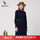 哈吉斯（HAZZYS）女裝 春秋款長(cháng)袖氣質(zhì)腰帶翻領(lǐng)女中長(cháng)款連衣裙AQWSC03AC22 藏青色NV L (165/88A 40)