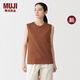 MUJI 女式 天竺編織 無(wú)袖T恤上衣打底衫女款26年春夏新品女裝BB2RLA6S 磚紅色 XL (165/92A)