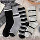 BUHUIDIU條紋羊毛襪女款秋冬季加厚保暖無(wú)骨ins潮韓版百搭冬天長(cháng)筒堆堆襪 灰色 均碼 (35-40)