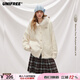 UNIFREE純欲白色針織衫女早春新款百搭奶fufu軟糯毛領(lǐng)可愛(ài)外套 米白色 均碼