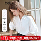 百圖betu女裝2025夏季新款襯衫法式插肩泡泡袖七分袖襯衫女2503D14 白色 XS