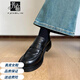 芳臨品牌厚底真皮樂(lè )福鞋女2026新款水洗頭層牛皮復古百搭英倫風(fēng)小皮鞋 黑色單里 34