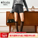 Olrain歐芮兒灰色高腰休閑褲冬季女裝通勤百搭毛呢短褲女褲衣服 灰色 S