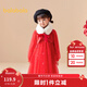 巴拉巴拉兒童連衣裙女童國風(fēng)裙子紅色網(wǎng)紗裙 中國紅 140 cm