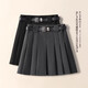 韓思優(yōu)灰色毛呢百褶裙半身裙女秋冬2026新款氣質(zhì)絕美小個(gè)子短裙a字裙子 灰色 -贈皮帶【專(zhuān)柜柜貨】 常規 M /27 建議95-105斤