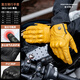 星空騎士摩托車(chē)騎行手套男復古四季透氣碳纖維防滑護羊皮機車(chē)騎行裝備手套 SKG-540黃色手套 L碼